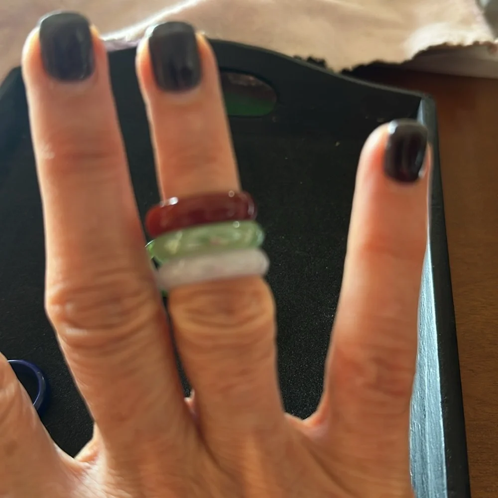 Colorful Stackable Glass Rings Lot size 6.5 - Picture 4 of 5